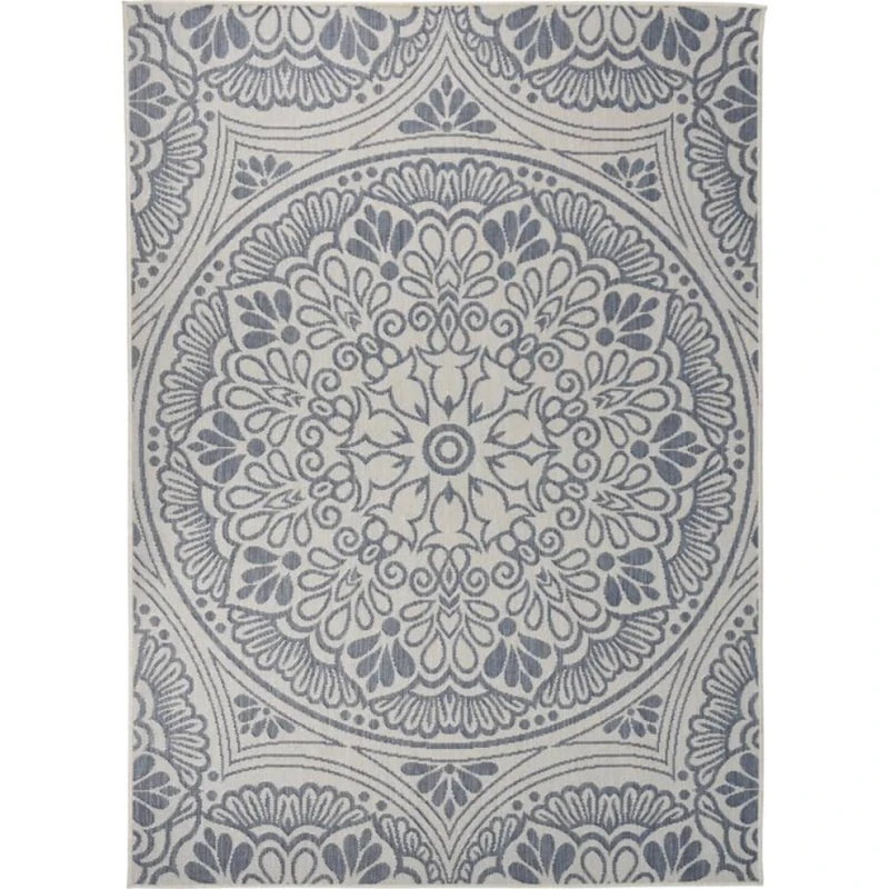 Fladvævet udendørstæppe 200x280 cm - blå mønster