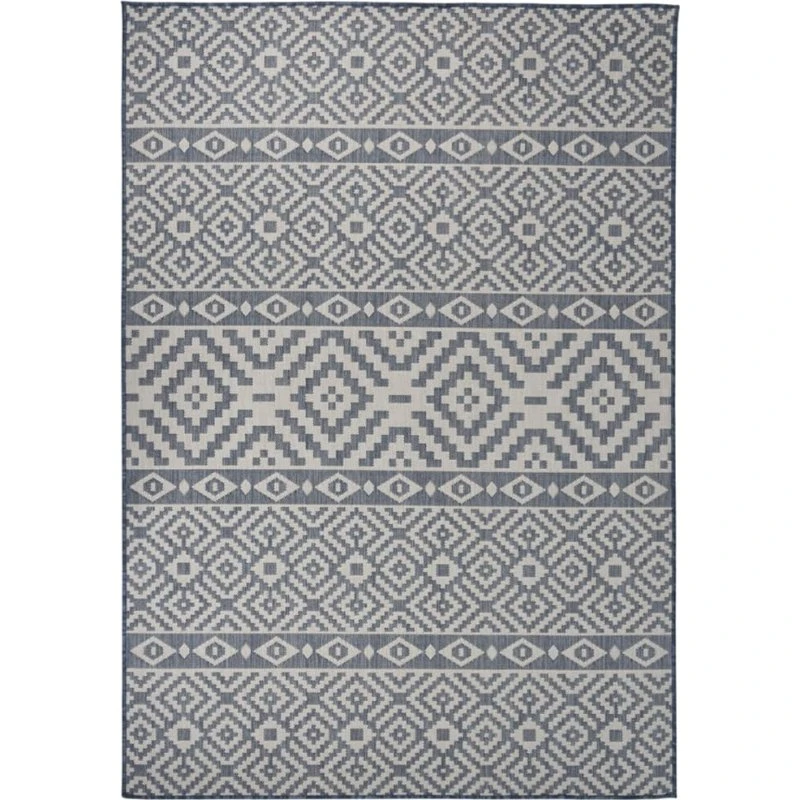 Fladvævet udendørstæppe 160x230 cm stribet blå