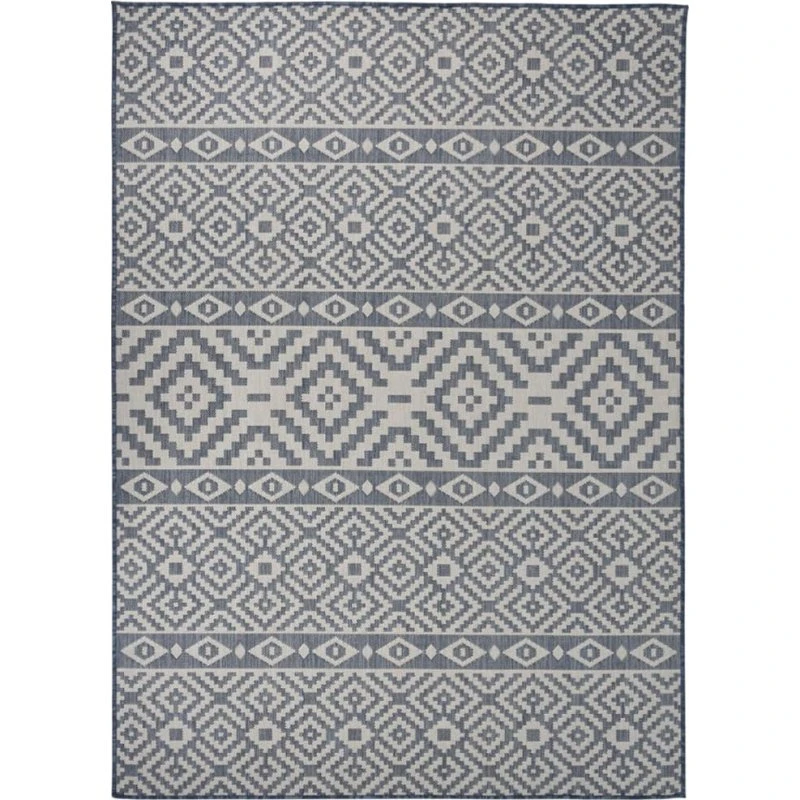 Fladvævet udendørstæppe 200x280 cm stribet blå