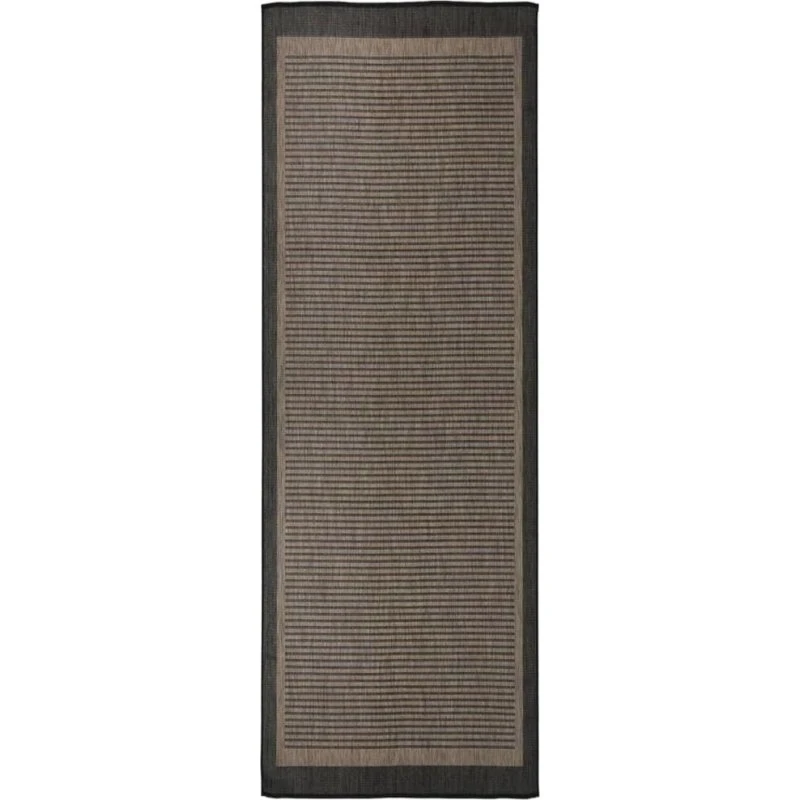 Fladvævet udendørstæppe 80x250 cm – mørkebrun