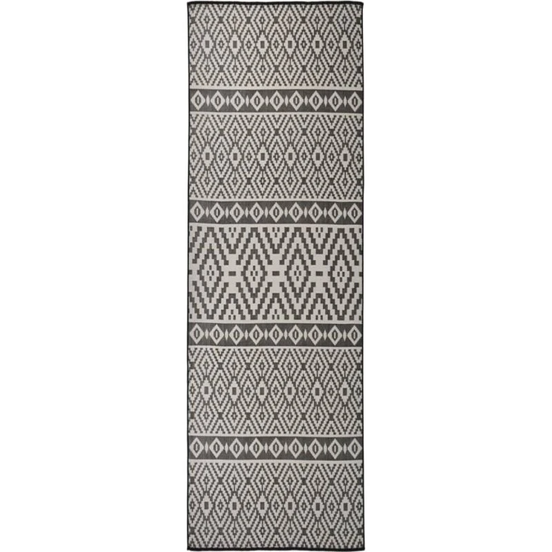 Fladvævet udendørstæppe 80x250 cm – sort stribet