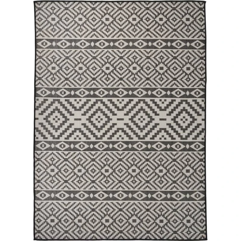 Fladvævet udendørstæppe 200x280 cm, sort | UV-resistent