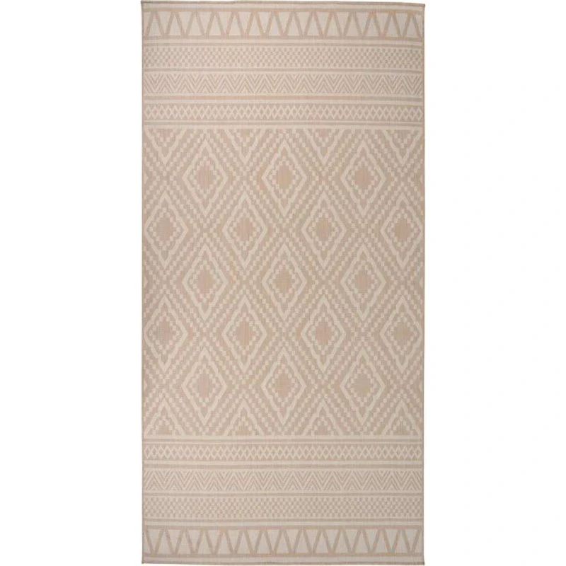 Fladvævet udendørstæppe 100x200 cm stribet brun