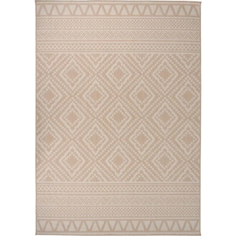 Fladvævet udendørstæppe 140x200 cm – stribet brun