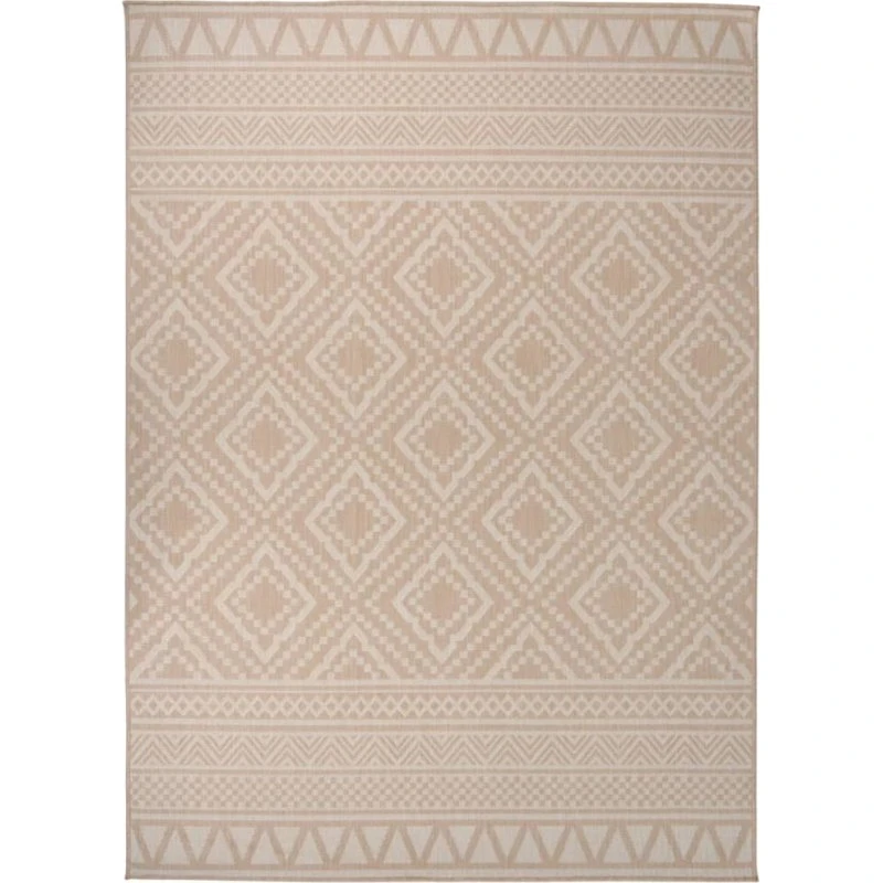 Fladvævet udendørstæppe 200x280 cm – stribet brun