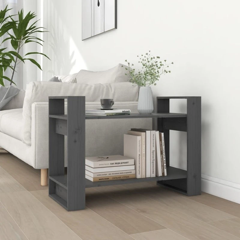 Bogreol/Rumdeler 80x35x56,5 cm - massivt fyrretræ, grå