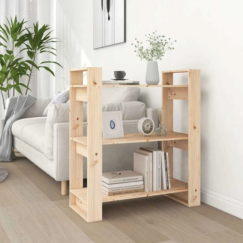 Bogskab/rumdeler i massivt fyrretræ 80×35×91 cm