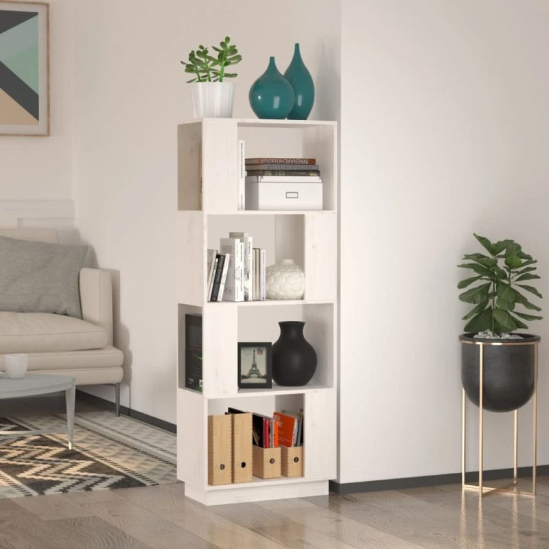 Bogreol/rumdeler 51x25x132 cm massiv fyrretræ – hvid
