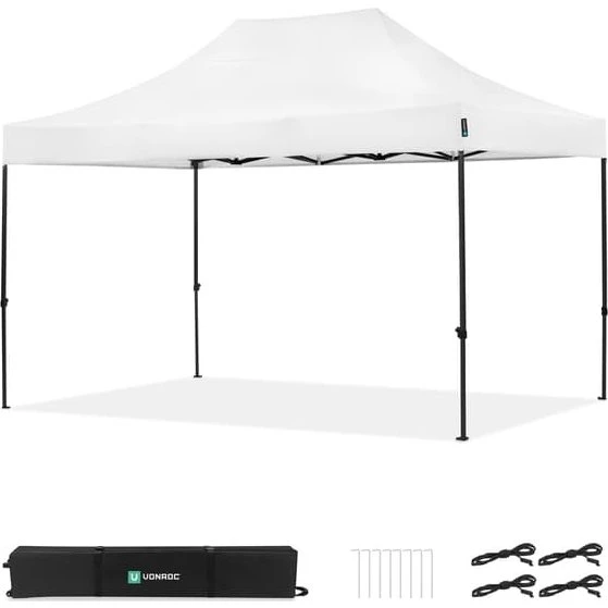 VONROC Premium Easy-Up Partytelt 3×4,5 m – Hvid