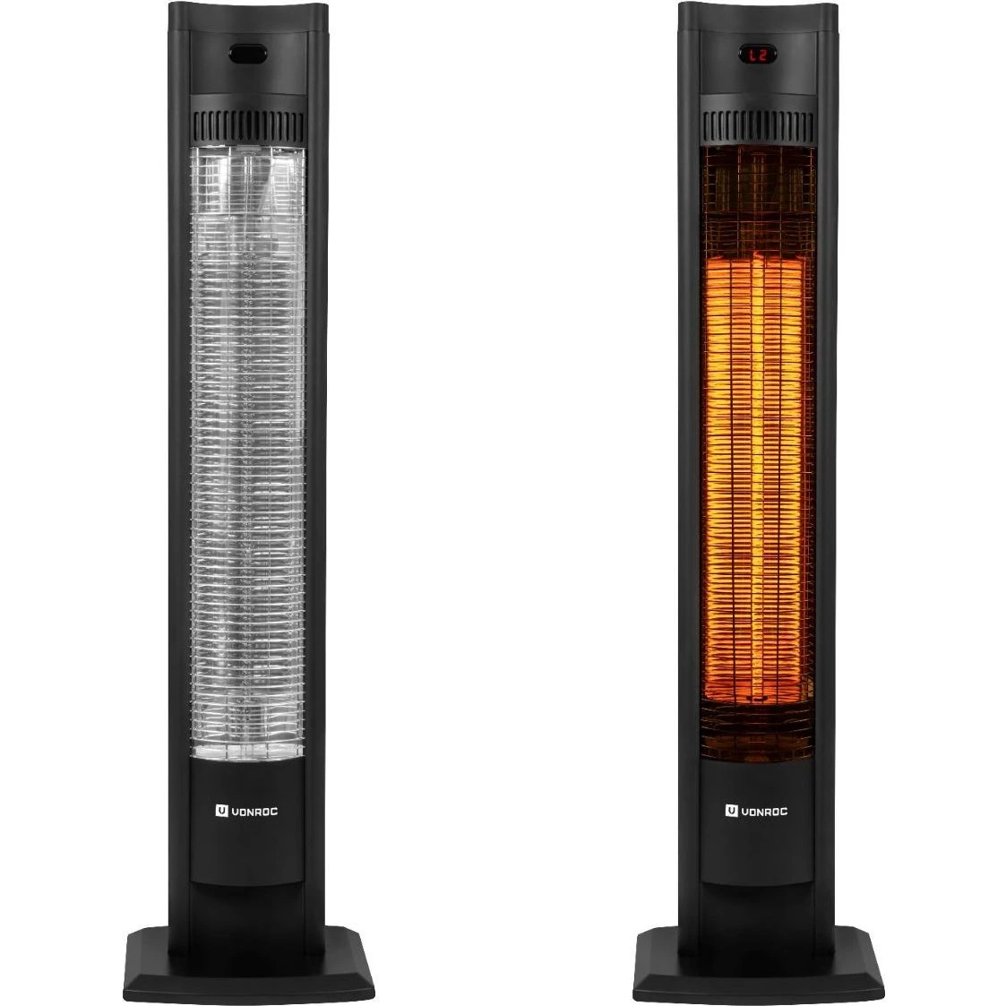 VONROC Filicudi Terrassevarmer - 2000W Kulstof - Sort
