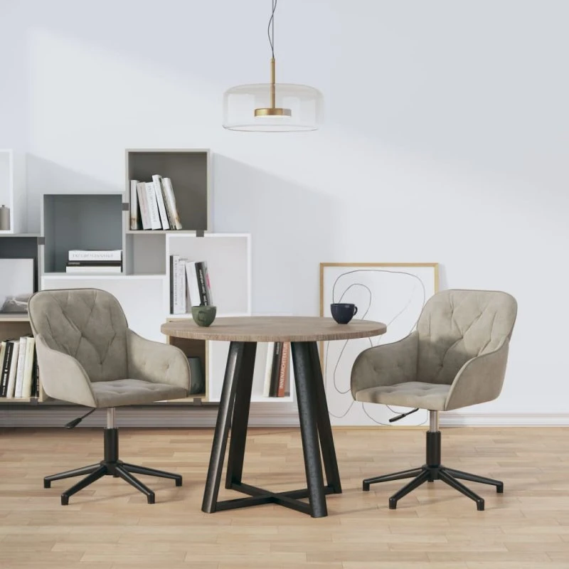 Drejelige spisebordsstole i fløjl 2 stk. – Lysegrå