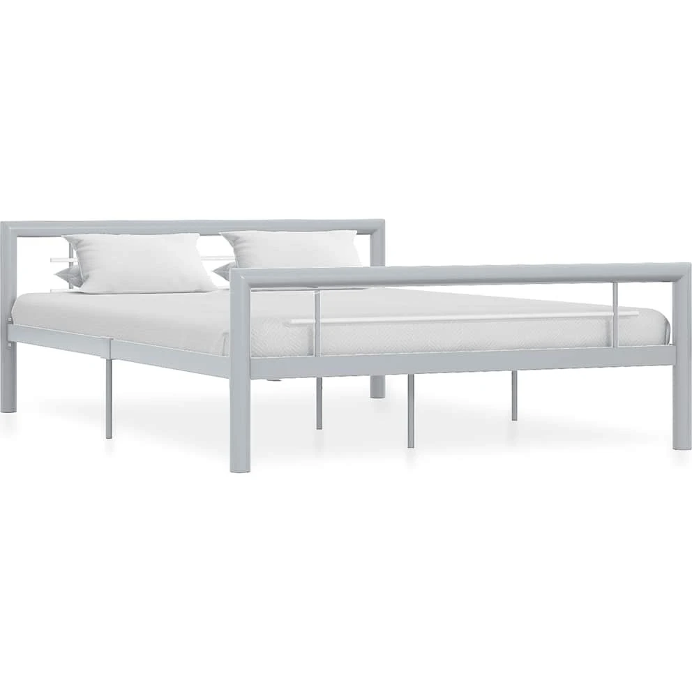 vidaXL sengestel 160x200 cm i metal - grå og hvid