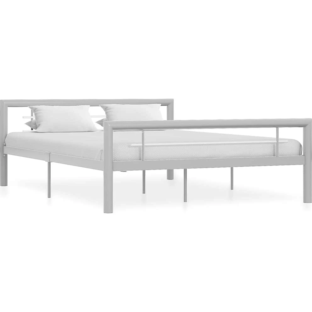 vidaXL sengestel 140x200 cm i metal - grå og hvid