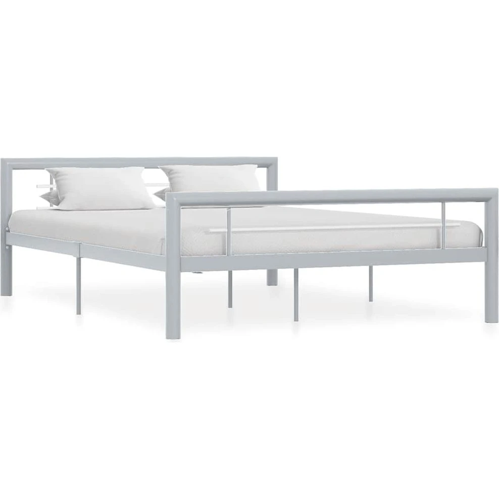 vidaXL sengestel 120x200 cm i metal - grå og hvid