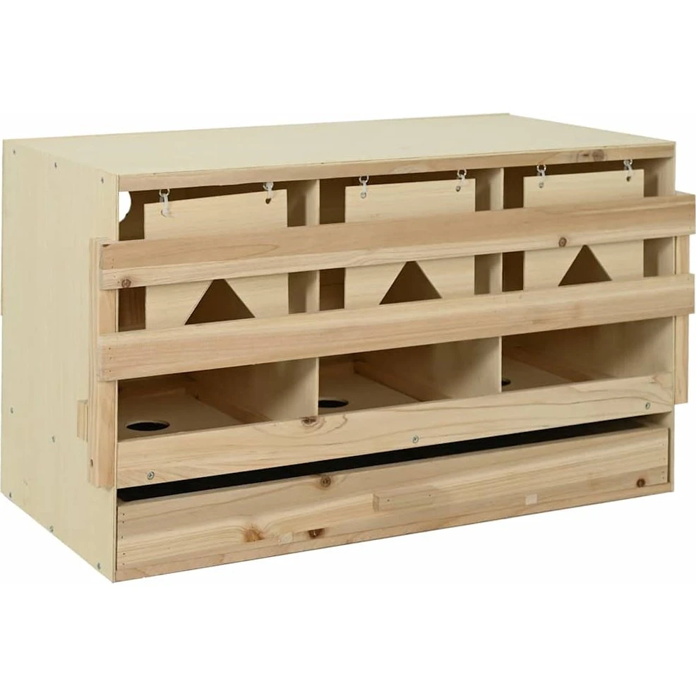 vidaXL rugekasse 3 rum i massivt fyrretræ, 96 x 40 x 45 cm