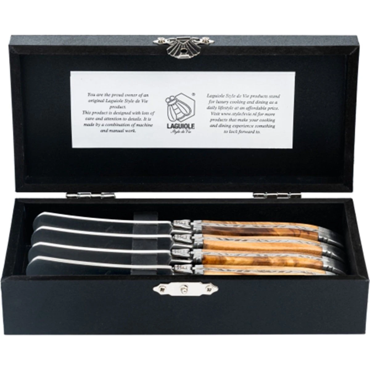 Laguiole Style de Vie smørknive i oliventræ, 4-pak