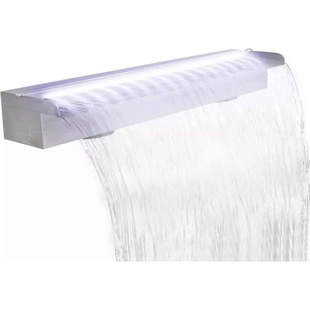Rektangulær vandfaldsfontæne i rustfrit stål med LED - 90 cm