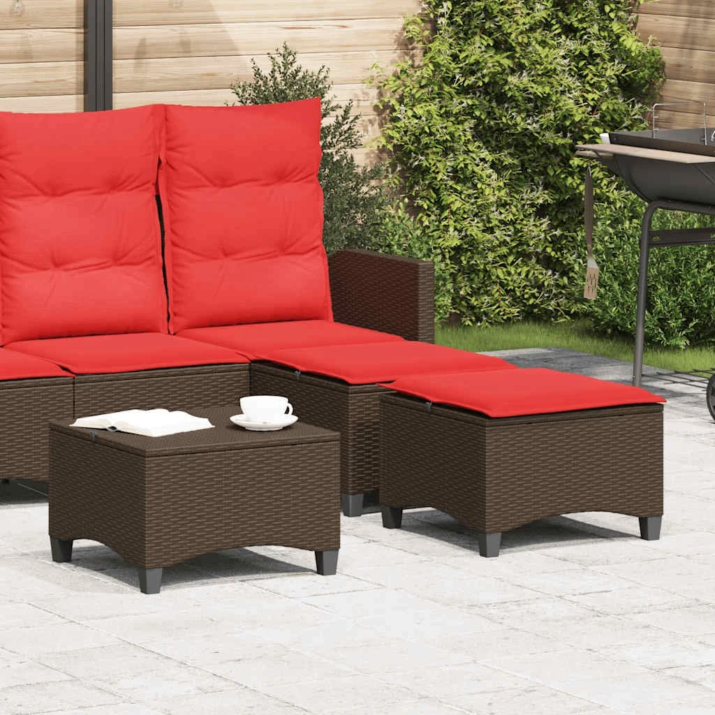 vidaXL Haveskamler 2 stk. Polyrattan Brun med Hynder 55x55x36 cm