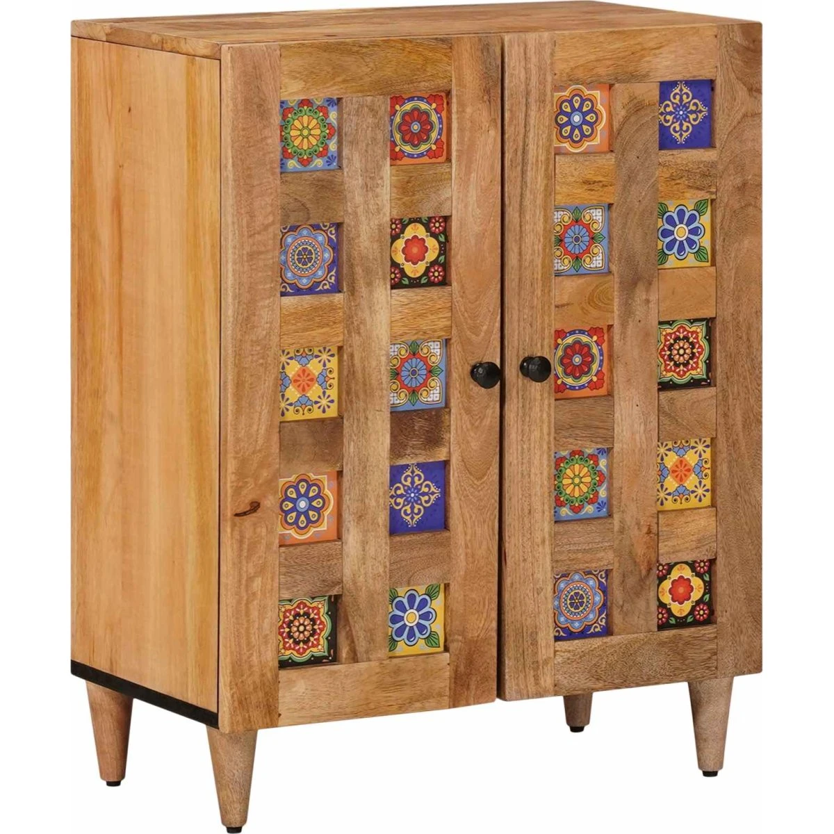 vidaXL Sideboard i massivt mangotræ, 60 x 33 x 75 cm, Natur