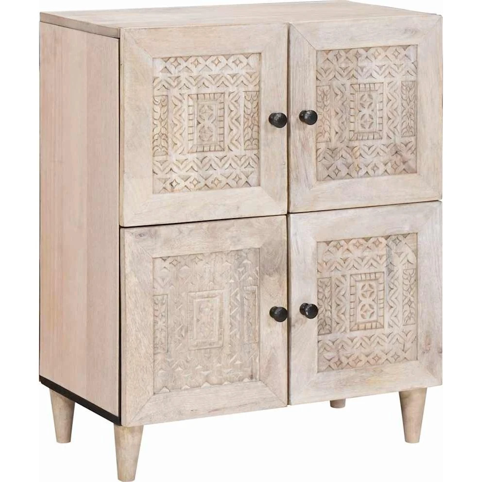 vidaXL Sideboard Bleg Hvid i Massivt Mangotræ - 60 x 33 x 75 cm