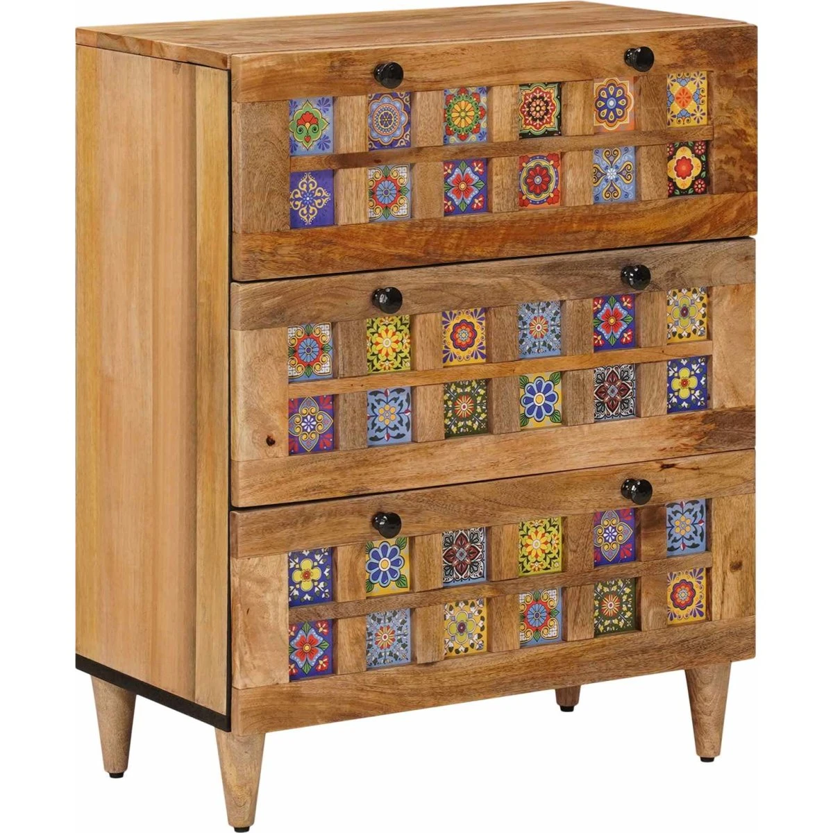 vidaXL Sideboard i massivt mangotræ, Natur, 60 x 33 x 75 cm