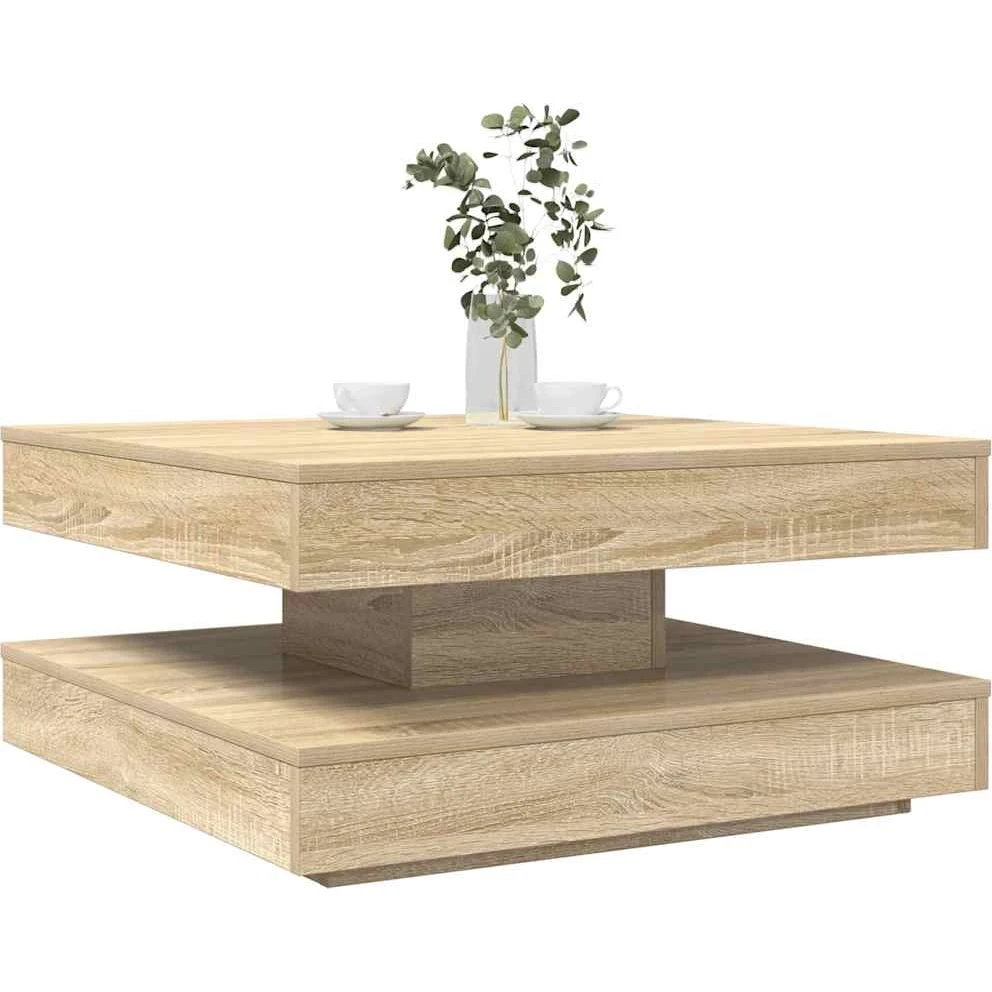 vidaXL 360° drejeligt sofabord i sonoma-eg, 70x70x34,5 cm