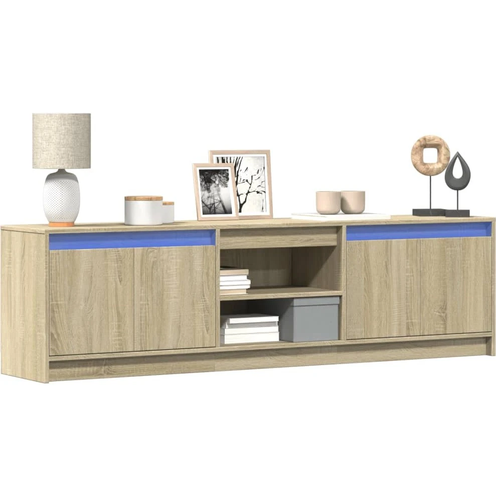 vidaXL TV-bord med LED-lys, 180x34x50 cm, Sonoma-eg