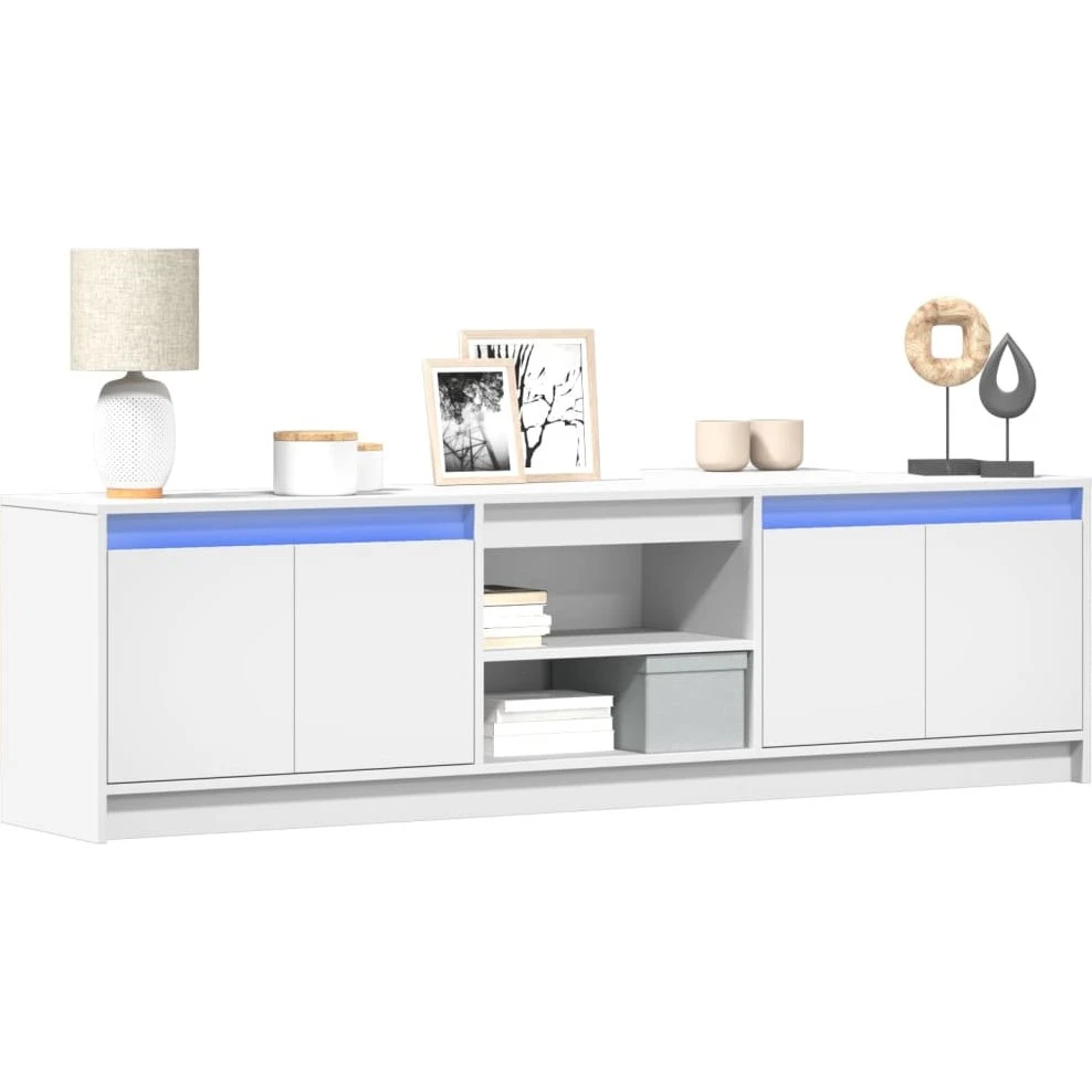 vidaXL TV-bord med LED-lys, 180x34x50 cm, hvid