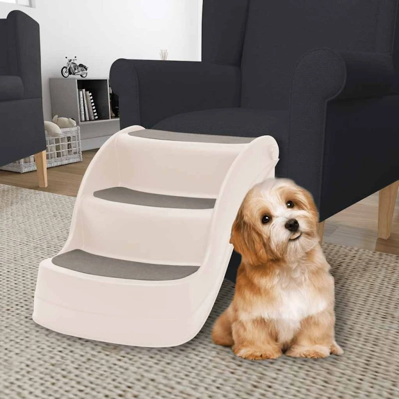 Foldbar hundetrappe 3 trin 50x38x38 cm – creme
