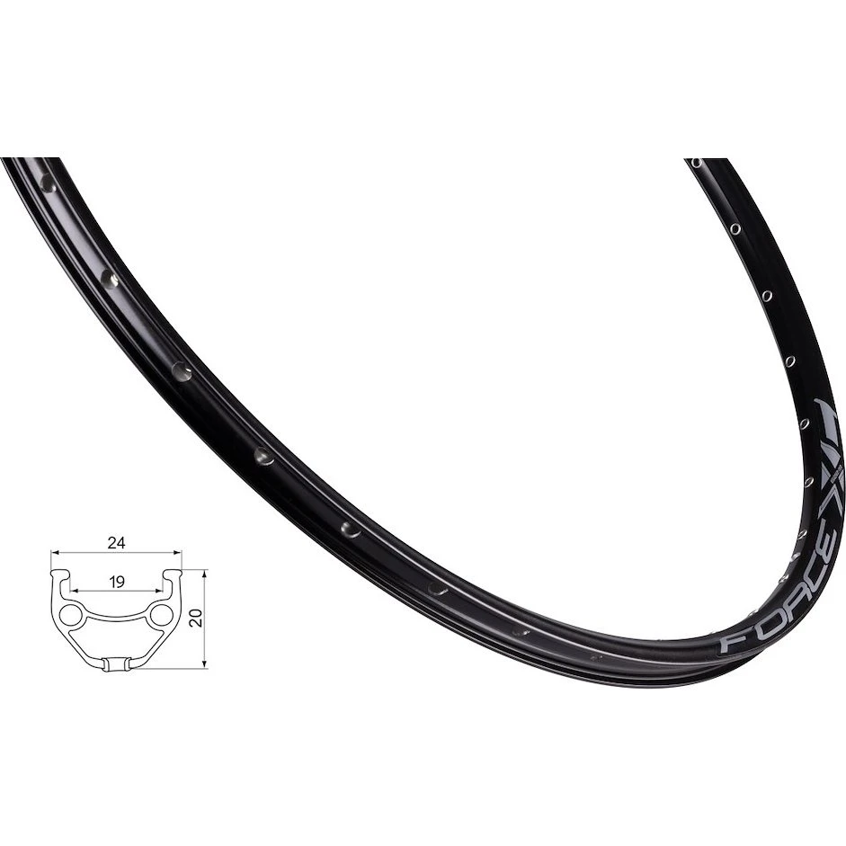FORCE XC Basic 29" fælg (622x19) aluminium - 32 huller - Sort