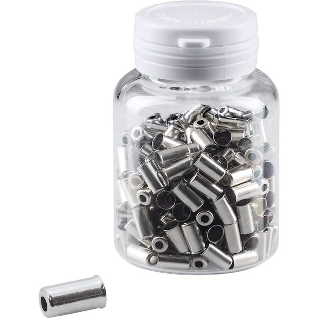 FORCE kabelender til 5mm bremsekabel, 200 stk. i sølv aluminium