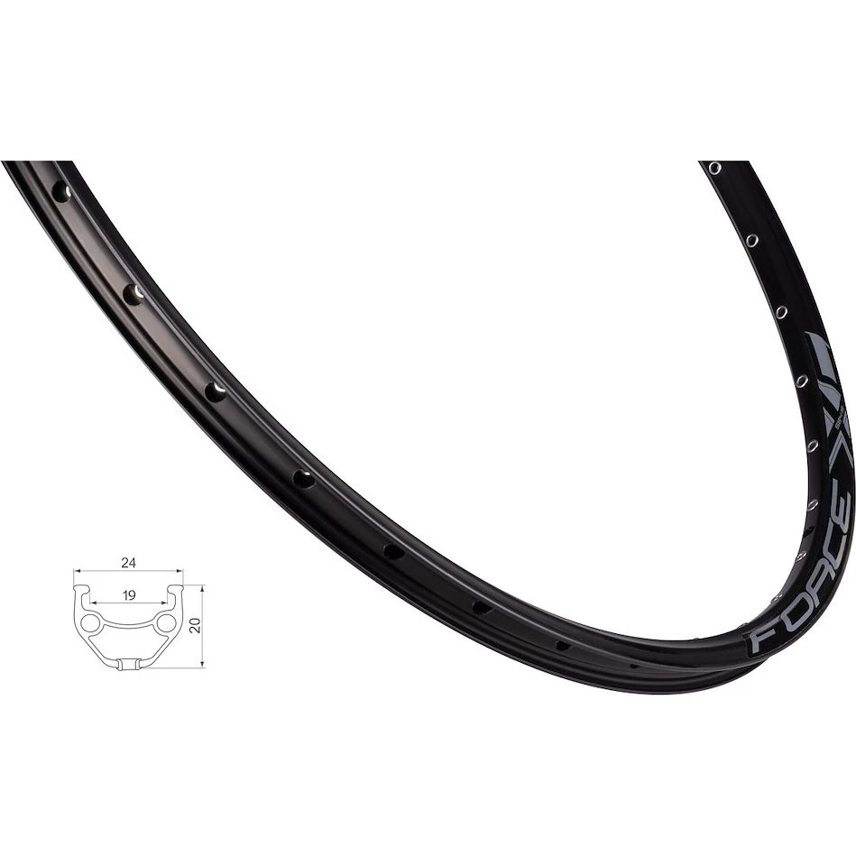 FORCE XC Basic 27,5" fælg (584x19) aluminium - Sort