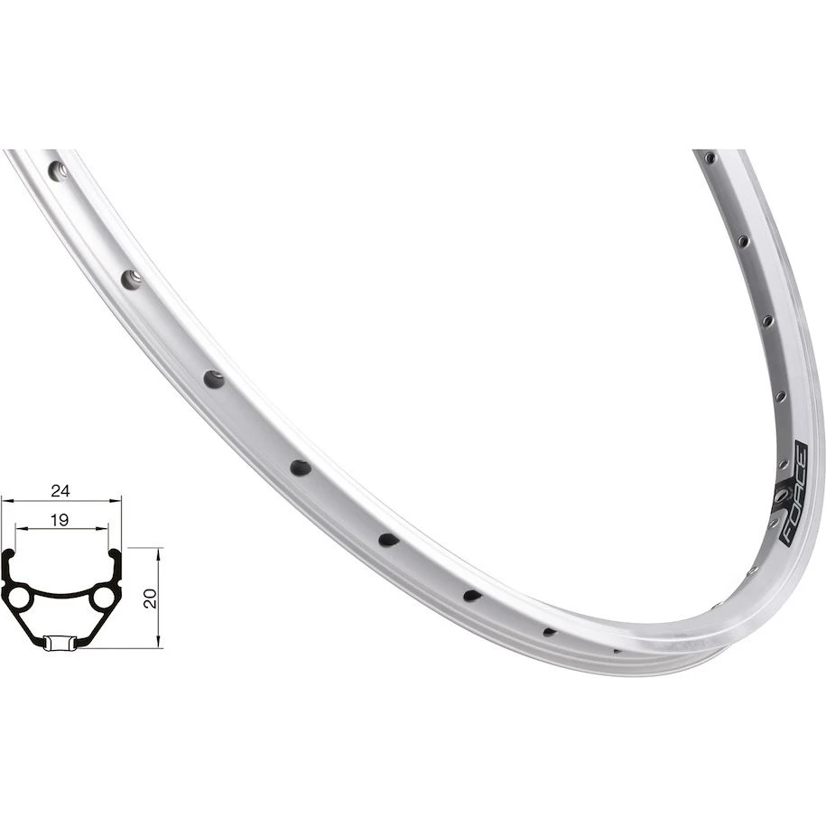 FORCE Classic 28" fælg (622x19) aluminium - Sølv