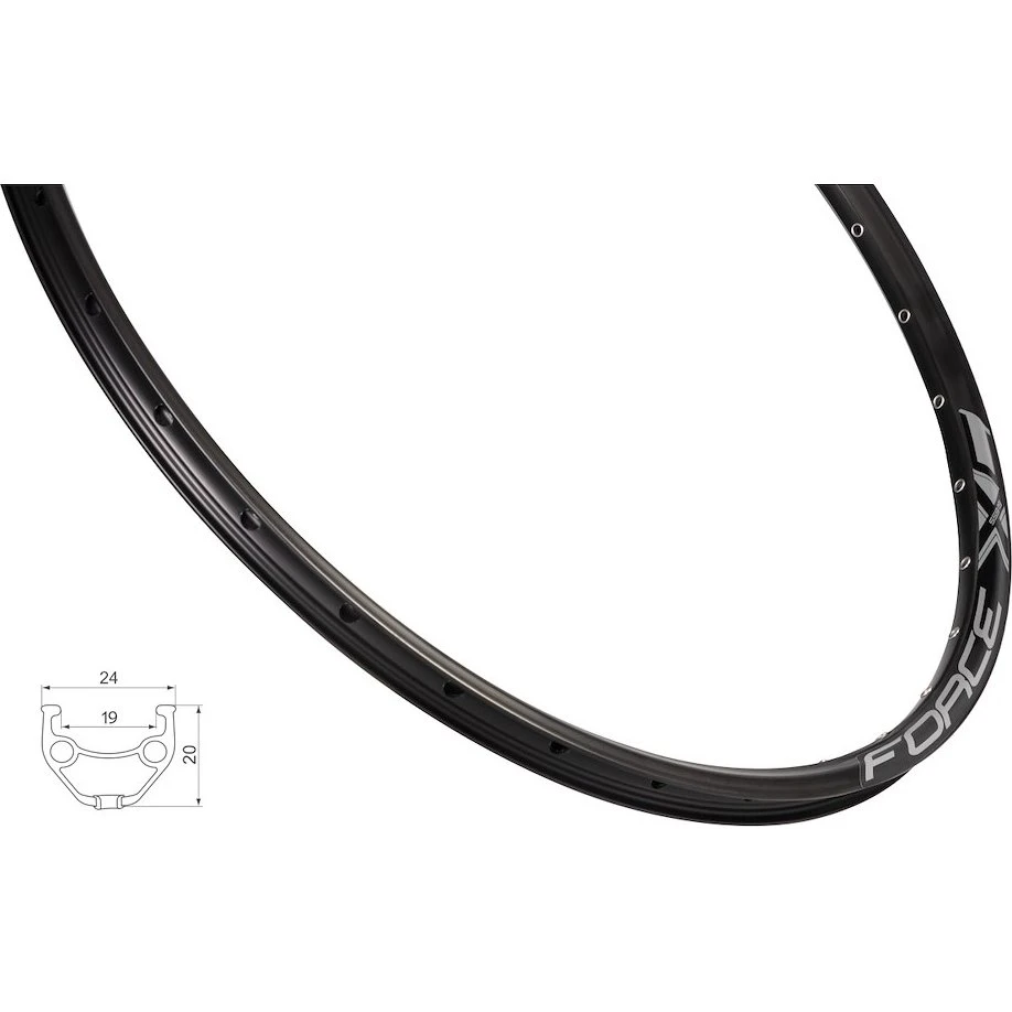 FORCE XC Basic 26" fælg (559x19) aluminium - Sort