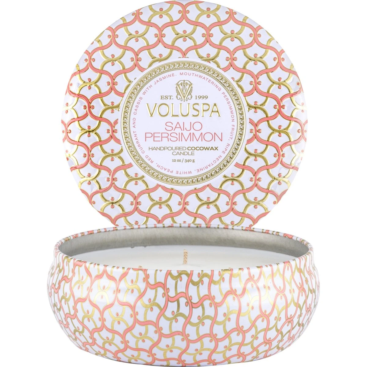 Voluspa Saijo Persimmon Maison Blanc 3-wick duftlys i dekorativ dåse