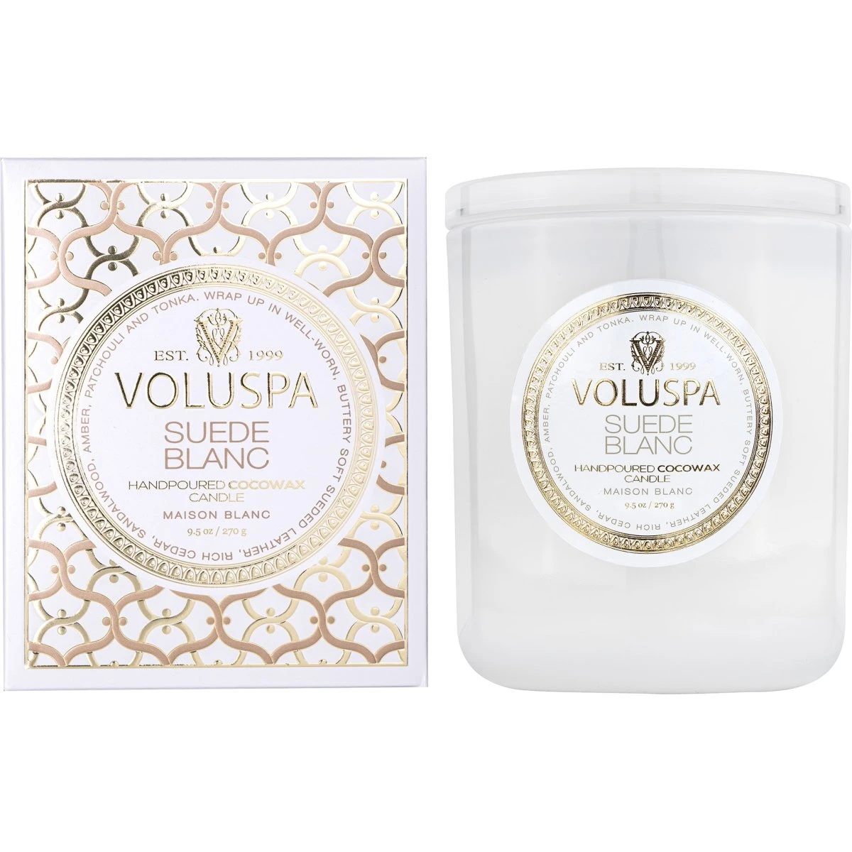Voluspa Suede Blanc Maison Blanc Duftlys - 60 timer