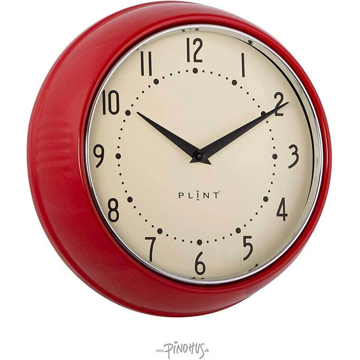 Plint retro vægur Ø23 cm – rød