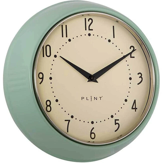 Plint Retro vægur Leaf – lydløst quartz, Ø23 cm