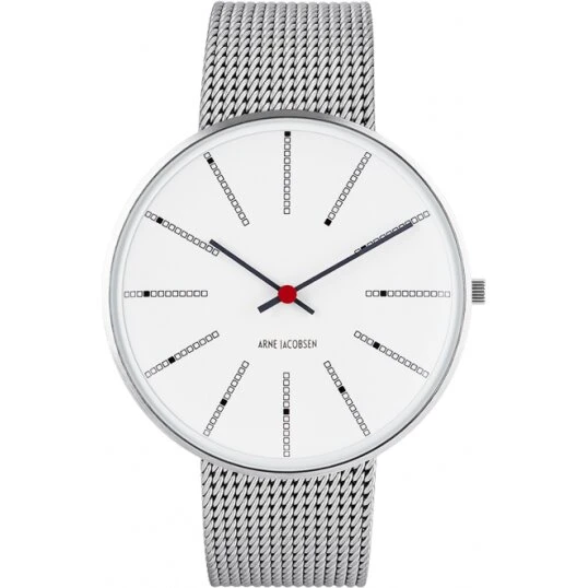 Arne Jacobsen Bankers Ø40 – Hvid skive, stål mesh