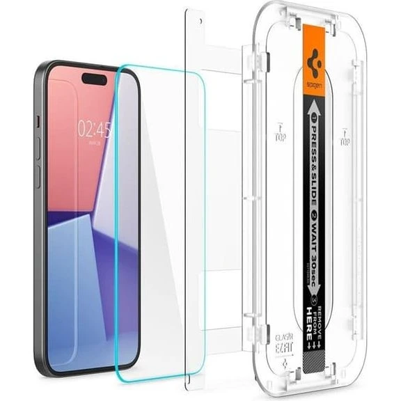 Spigen Glas.Tr EZ Fit Skærmbeskytter til iPhone 15 - 2-pak