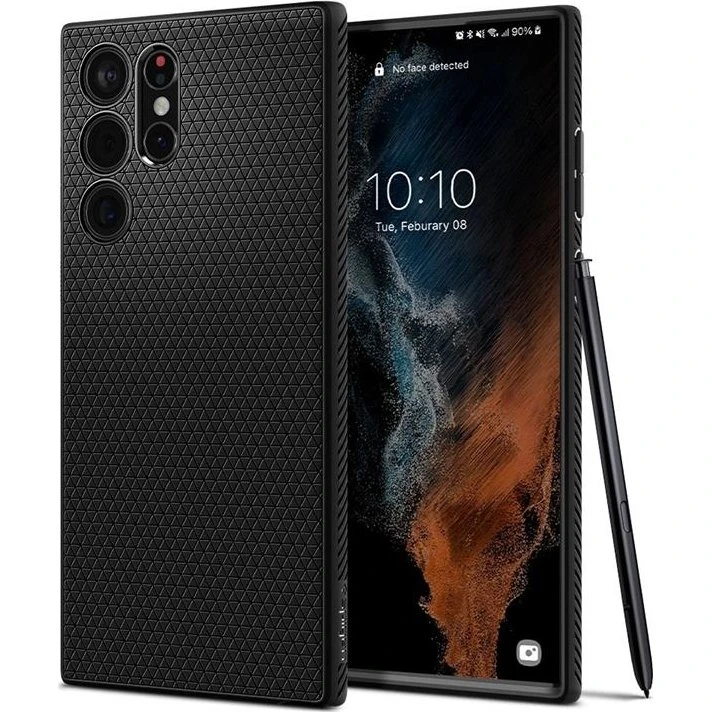 Spigen Liquid Air Etui til Galaxy S22 Ultra - Mat Sort