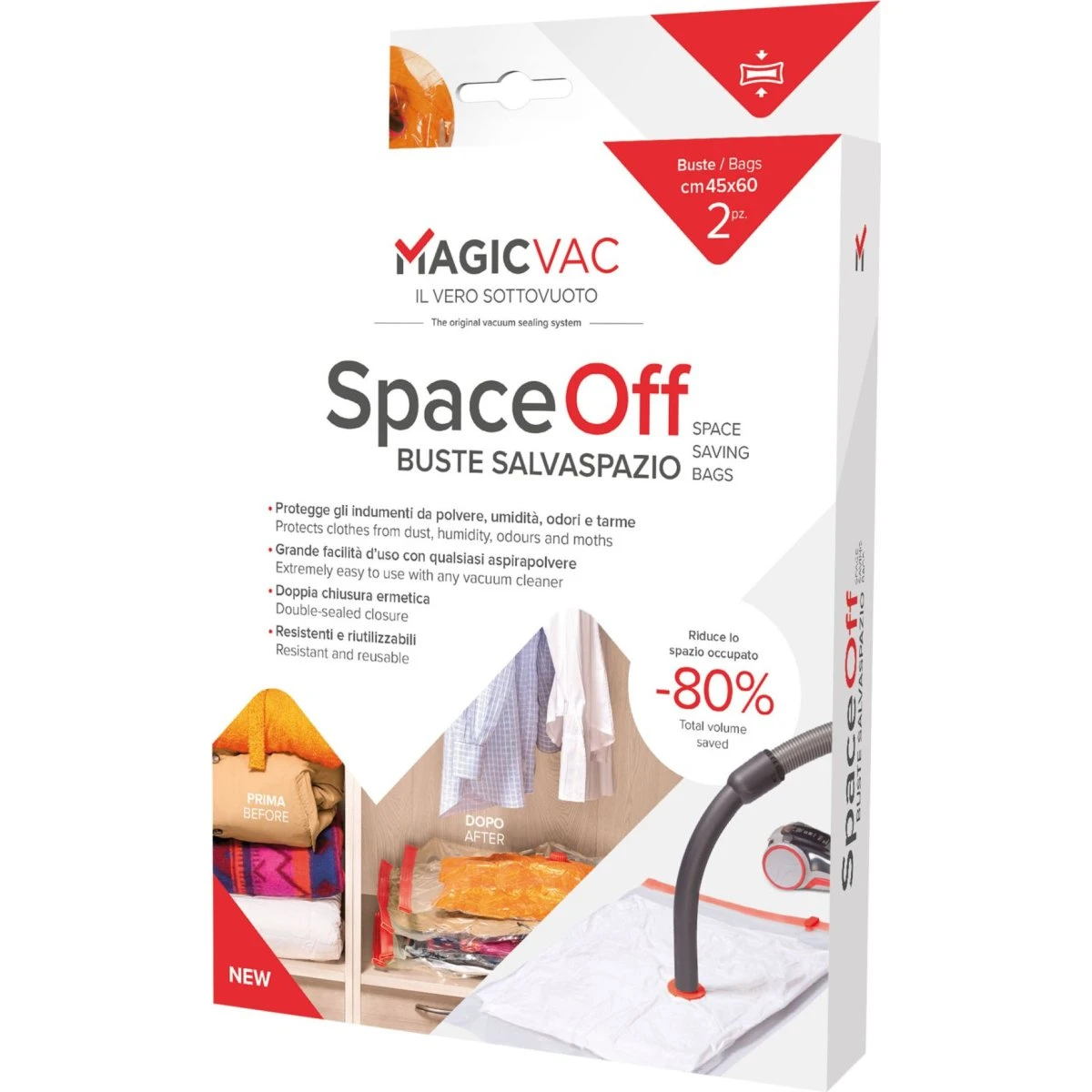 Magic Vac ACB0005 Opbevaringspose til tøj - 6-delt sæt, transparent