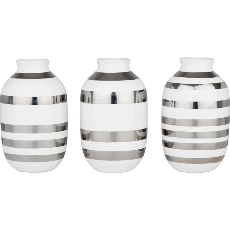 Kähler Omaggio mini vase 3-pak, sølv 80 mm