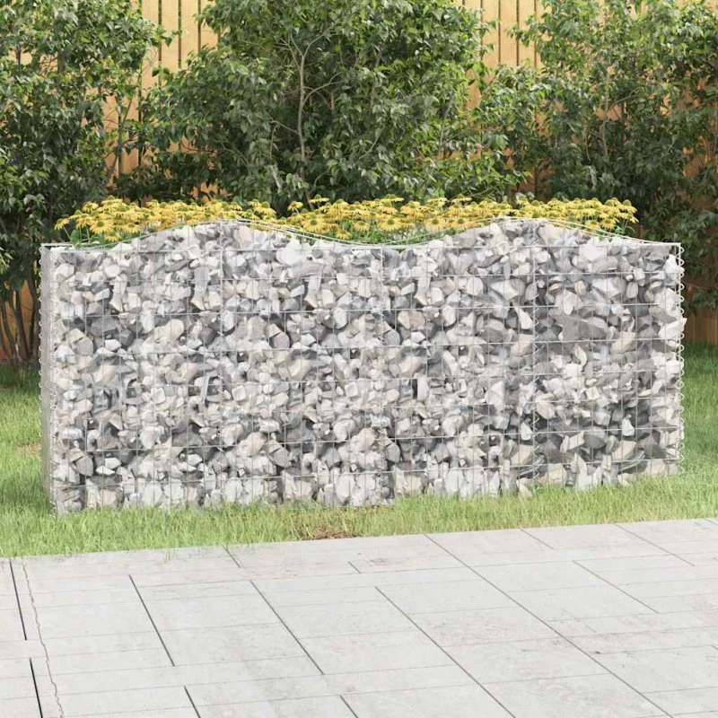 Buet gabion-højbed 200x50x100 cm i galvaniseret jern