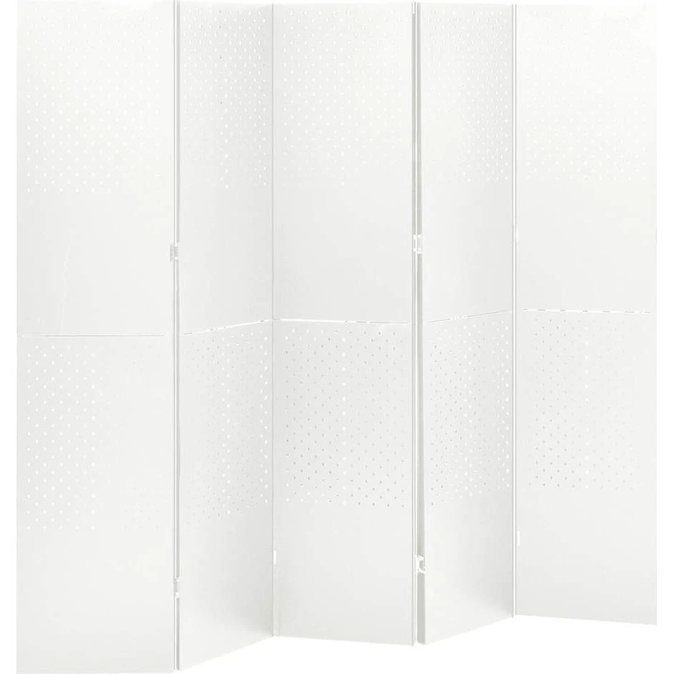 vidaXL 5-panels rumdeler 200x180 cm i hvidt stål