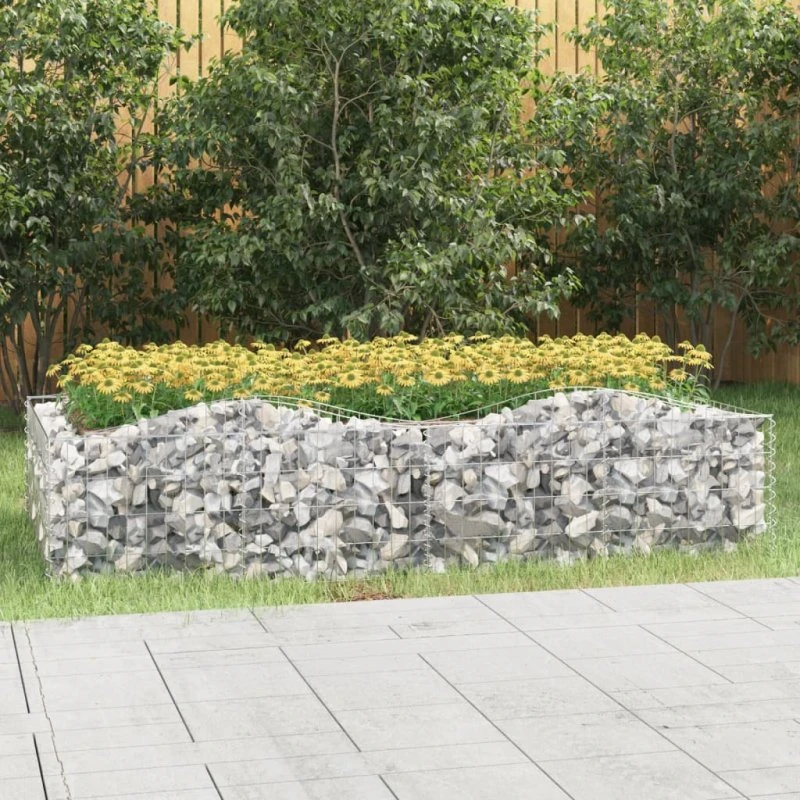 Buet gabion-højbed 200x100x50 cm – galvaniseret jern