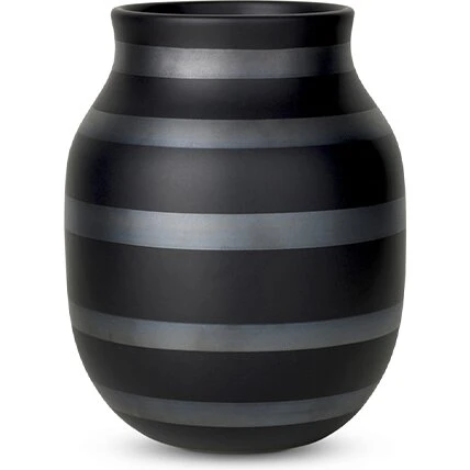Kähler Omaggio vase sort med sølvstriber 20 cm