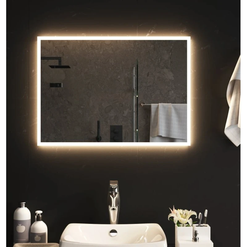 vidaXL badeværelsesspejl LED 50x70 cm IP65 med USB