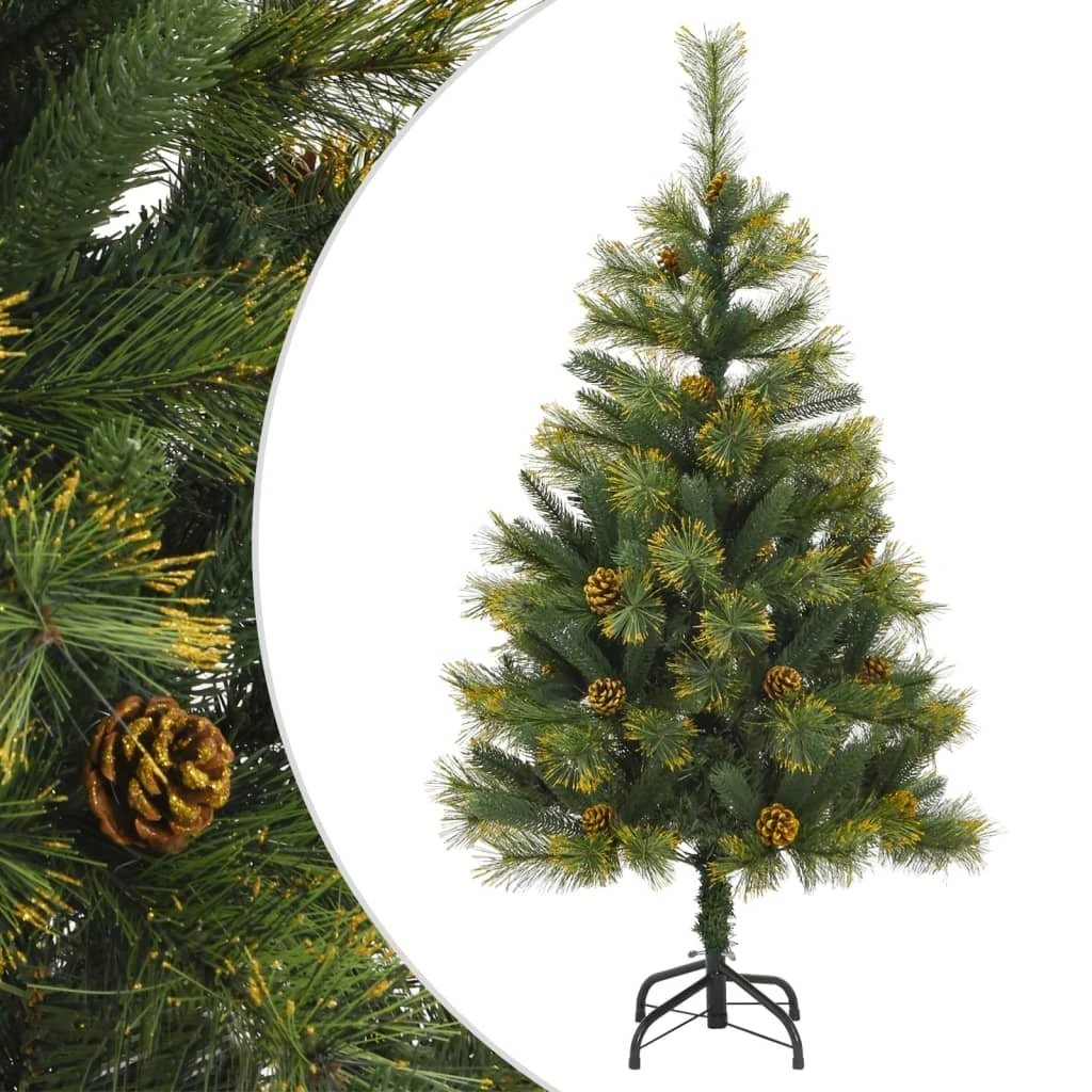 vidaXL Kunstigt juletræ med grankogler, 120 cm, hængslet