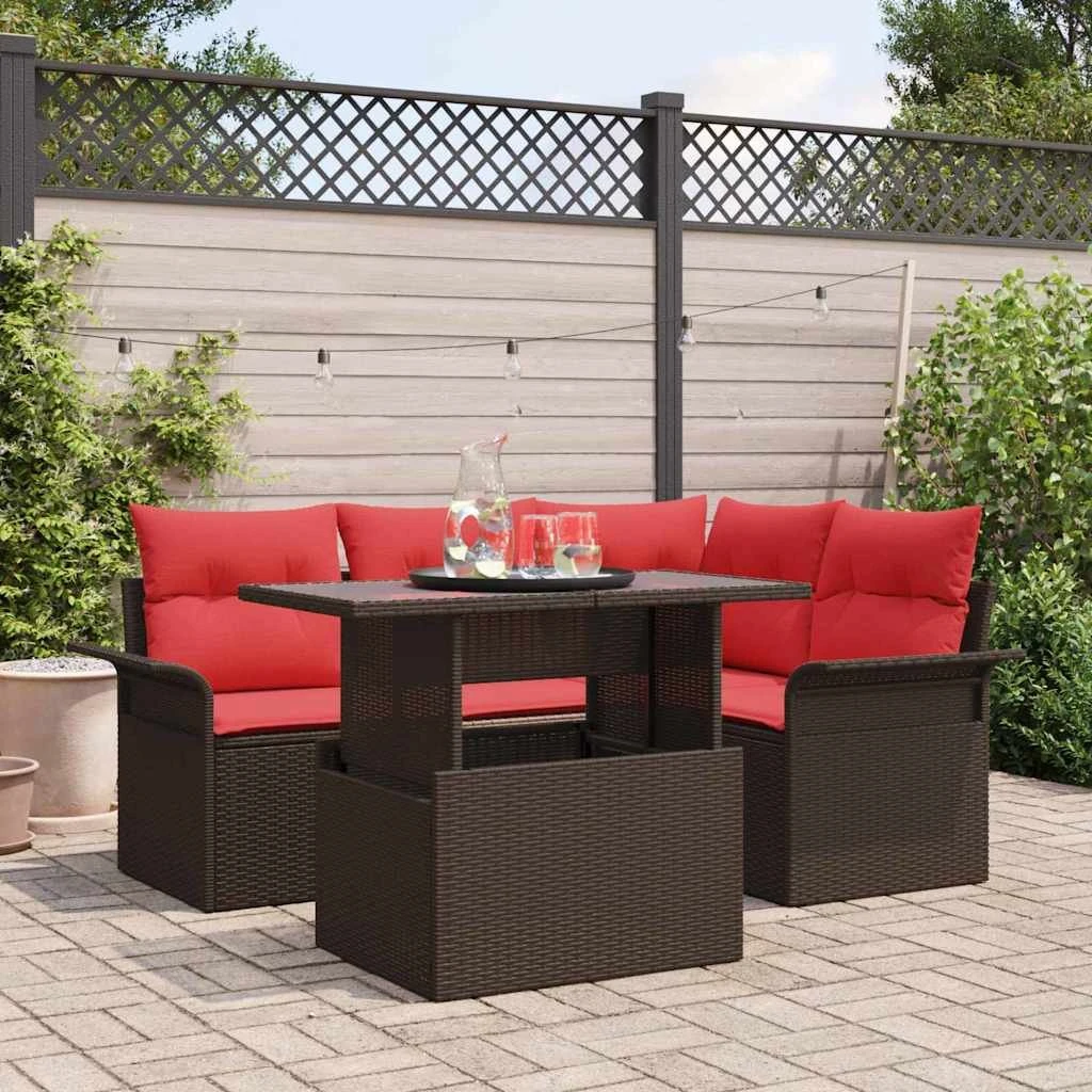 vidaXL Havesofa Sæt 5 dele i Brun Polyrattan